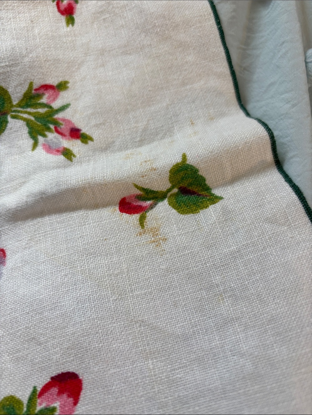 Floral Linen Decorative Square Throw - Pink and Green - Picture 3 of 4